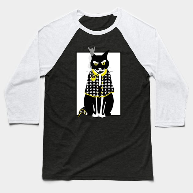 Black Cat Smoking Magic Wizard Meow Cats Baseball T-Shirt by Kater Karl